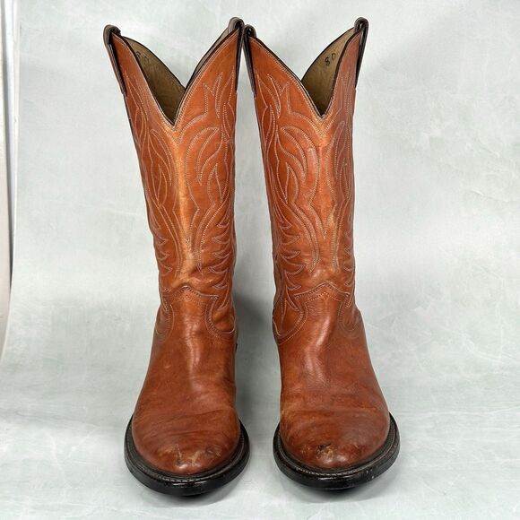 Justin Western Cowboy Boots - Men's Size 8 D BROWN Style 2610 Leather - Picture 2 of 16